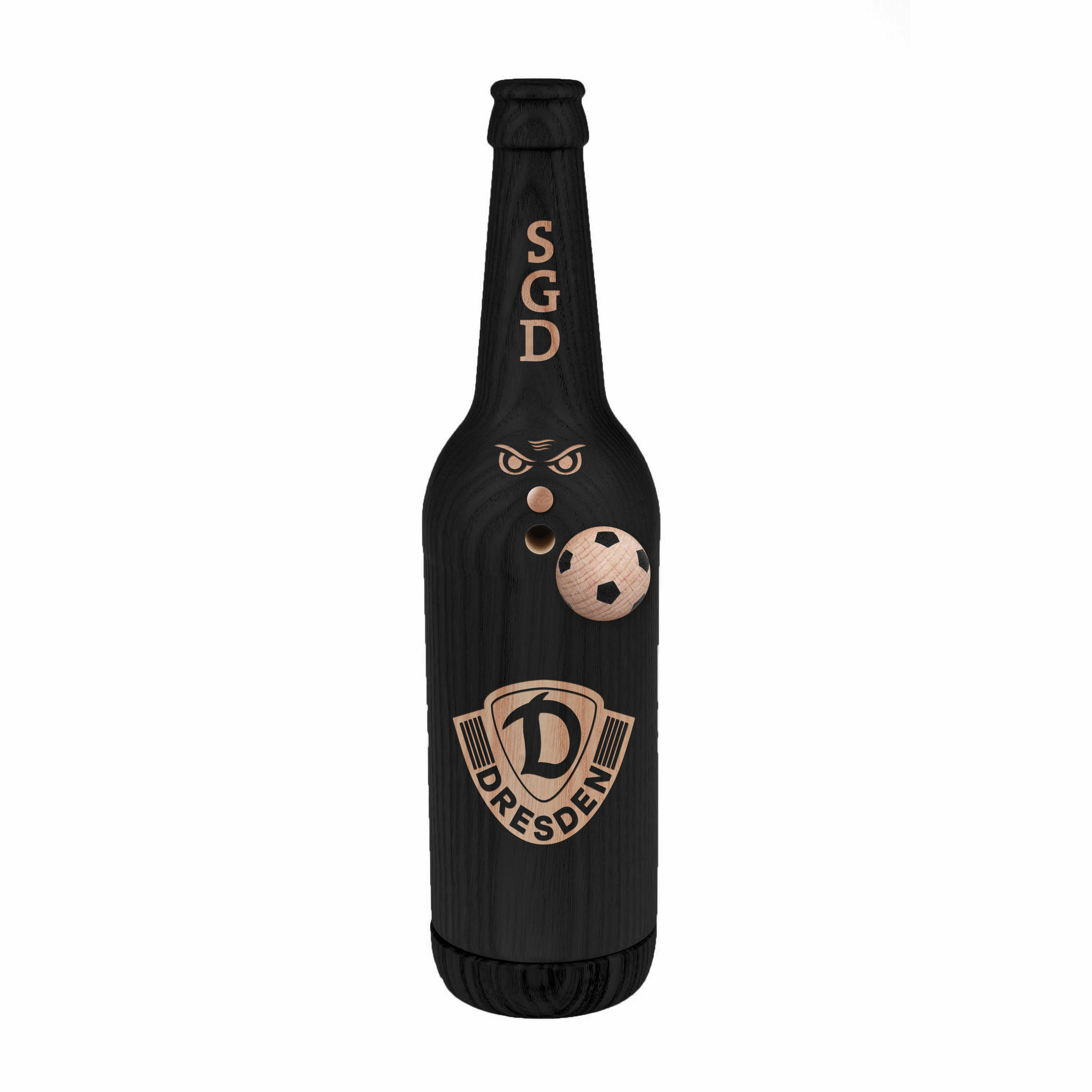 Limitierte Räucherflasche Räucherfigur Rauchfigur Räuchermännchen Bier 0,5 schwarz Dynamo Dresden als Branding