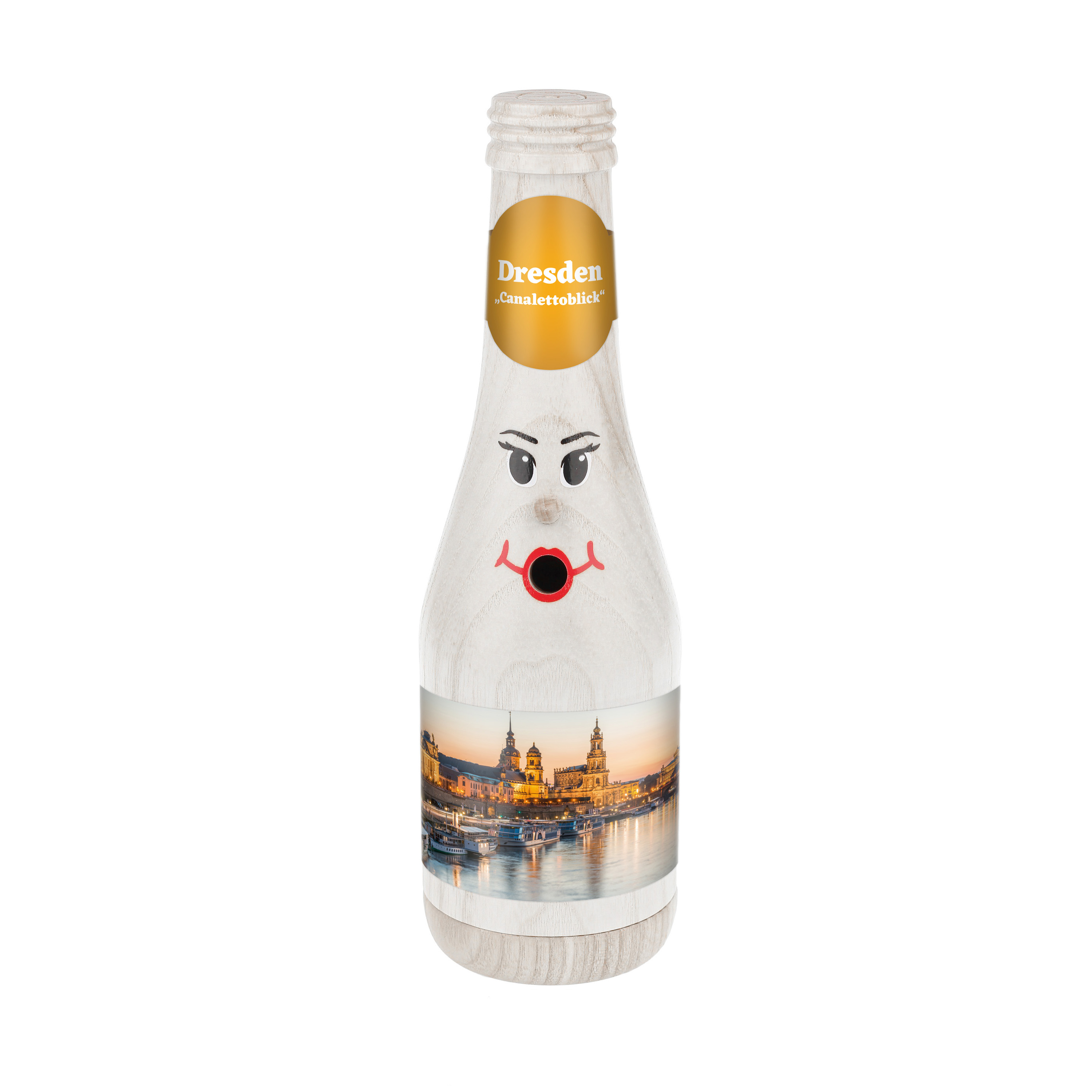 Räucherflasche Räucherfigur Rauchfigur Räuchermännchen Sekt 0,2 weiß - "Dresden Canalettoblick"