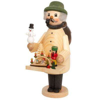 Kuhnert Räucherfigur Räuchermännchen - Die kleinen im Wald und Flur Händler unterwegs - Weihnachtsmarktverkäufer