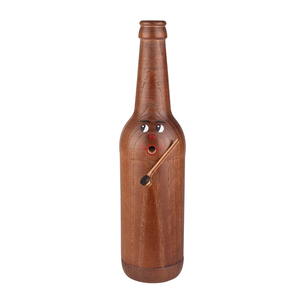 Räucherflasche Räucherfigur Rauchfigur Räuchermännchen Bier Longneck 0,5 - braun (Eishockey zur Selbstgestaltung)