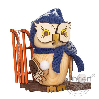 Kuhnert Räuchereule Raucheule Eule - Räucherfigur - mit Schlitten Kuhnert Räuchereule Raucheule Eule - Räucherfigur - mit Schlitten