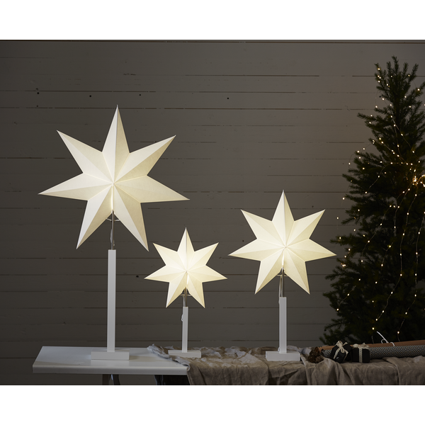 Papiersternleuchte Weihnachtsstern Stern Leuchte mit Holzfuß / Ständer