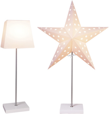 Standleuchte Weihnachtsstern Wechselschirm und Ständer / Holzfuß - Größe: 34 x 65 cm - Farbe: weißer Fuß (in verschiedenen Größen) | 34 x 65 cm, weißer Fuß