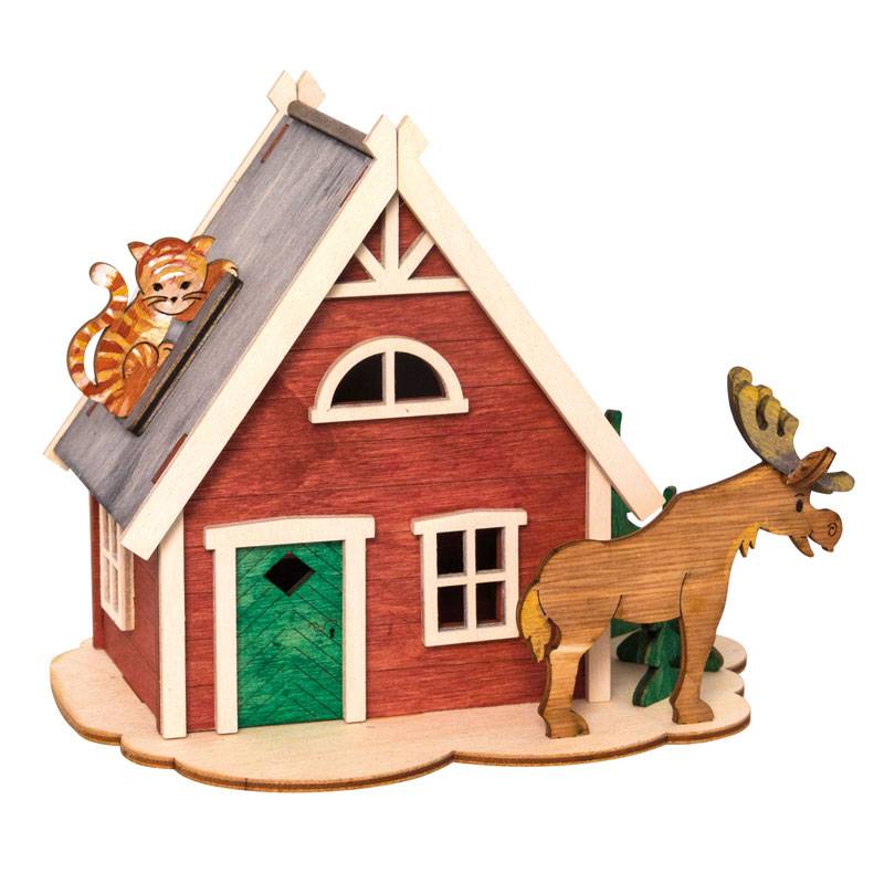 Bastelset aus Holz für Kinder "Schwedenhaus" 