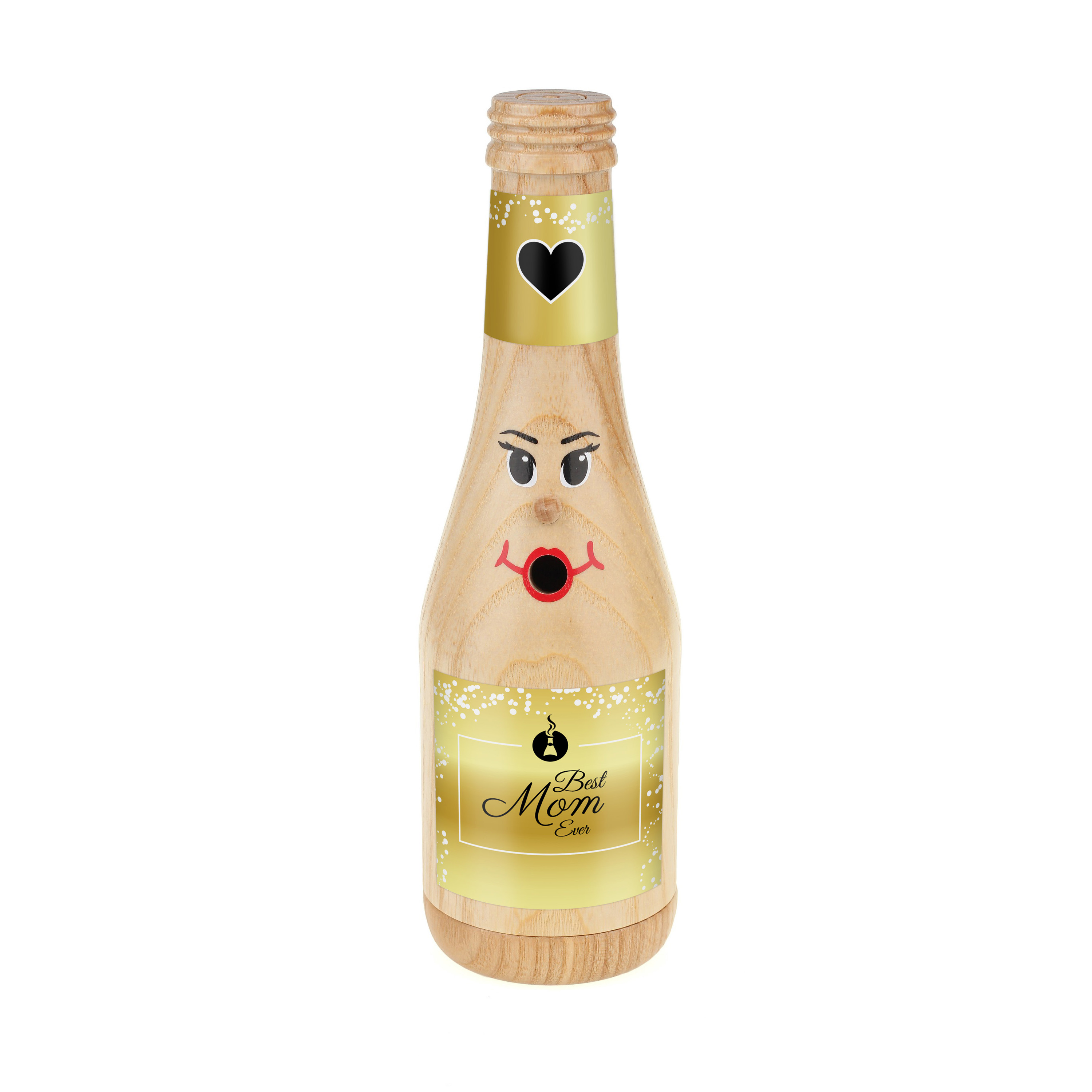 Räucherflasche Räucherfigur Rauchfigur Räuchermännchen Sekt 0,2 natur - "Best Mom ever"