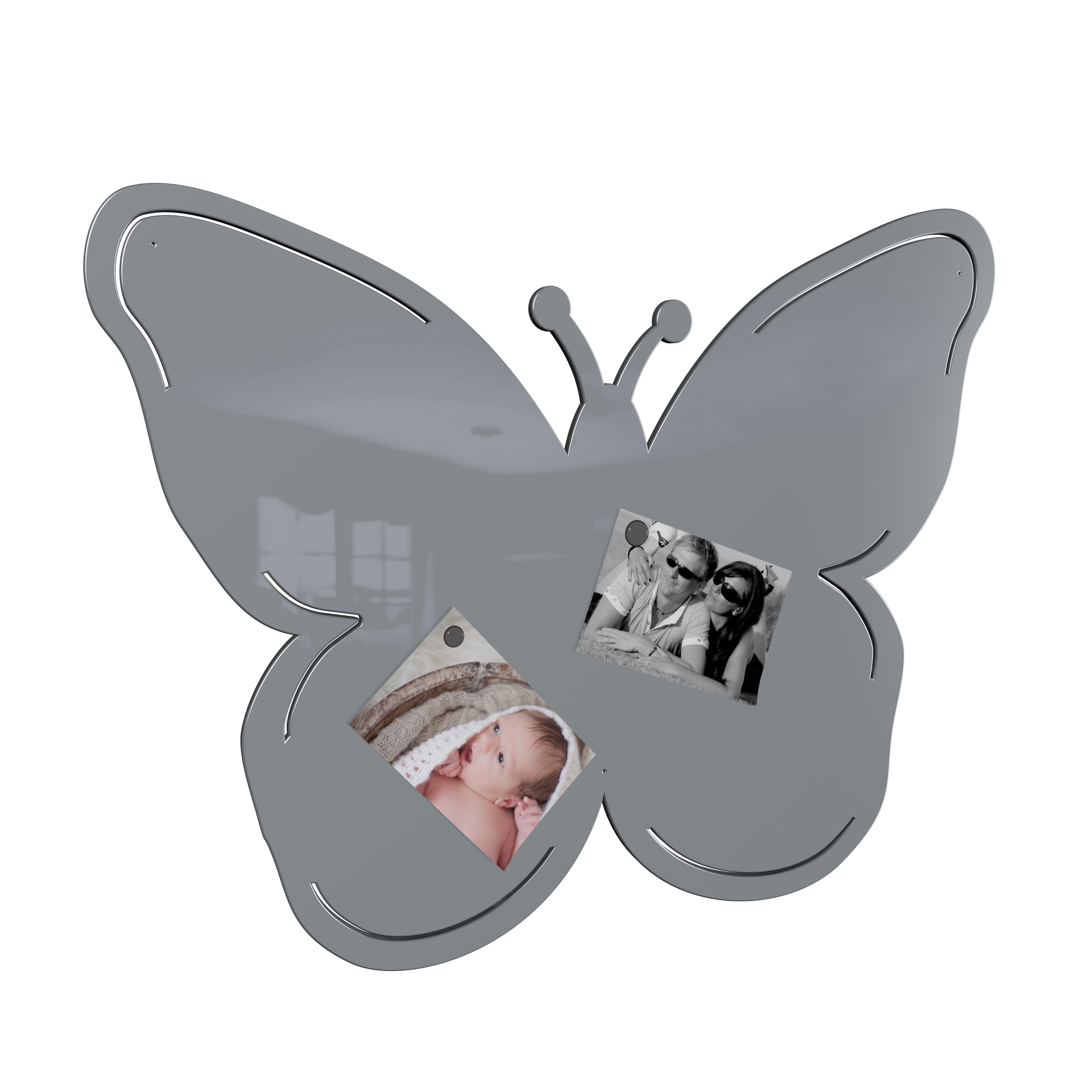 Magnetwand Magnettafel Memoboard - Schmetterling - RAL 7040 fenstergrau grau