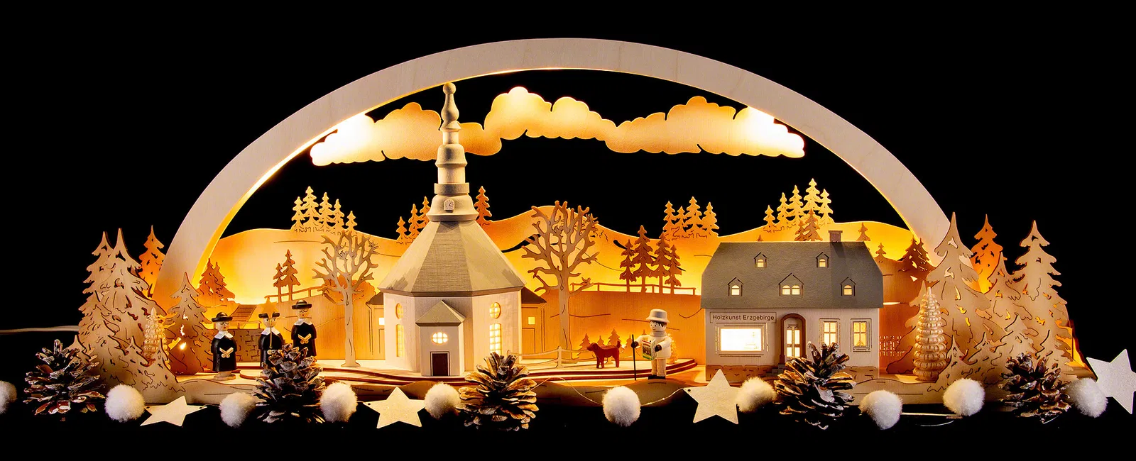 Diorama-Holzleuchter "Seiffen Erzgebirge"