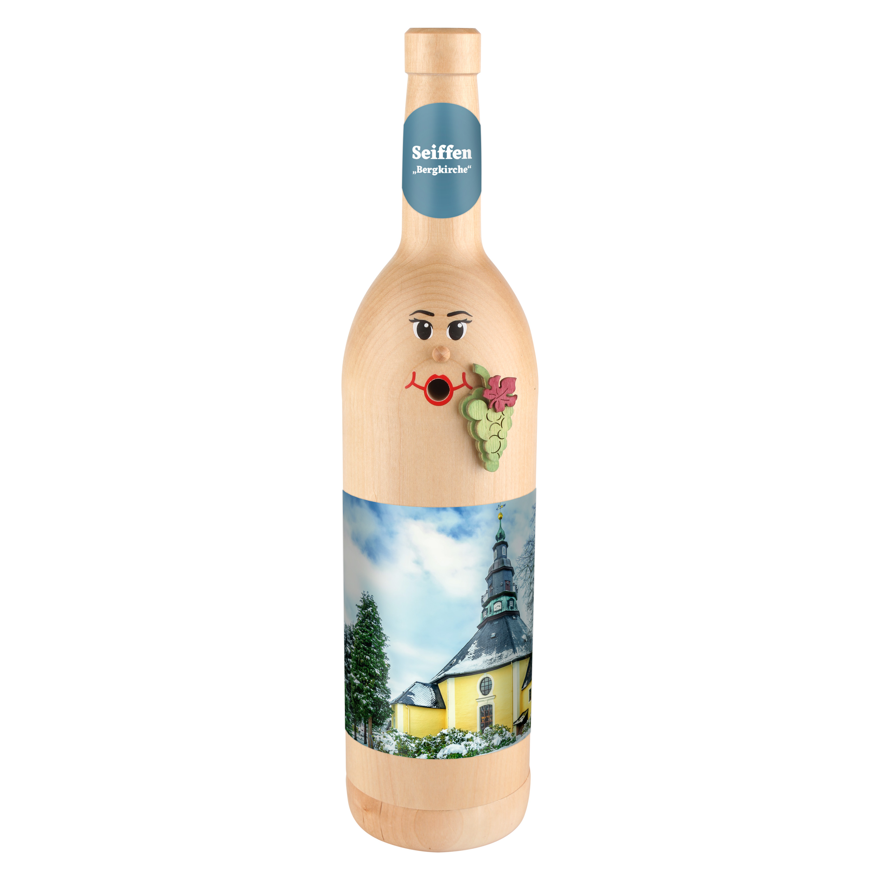 Räucherflasche Räucherfigur Rauchfigur Räuchermännchen Wein Wackerbarth 0,7 natur - "Seiffen Bergkirche" 