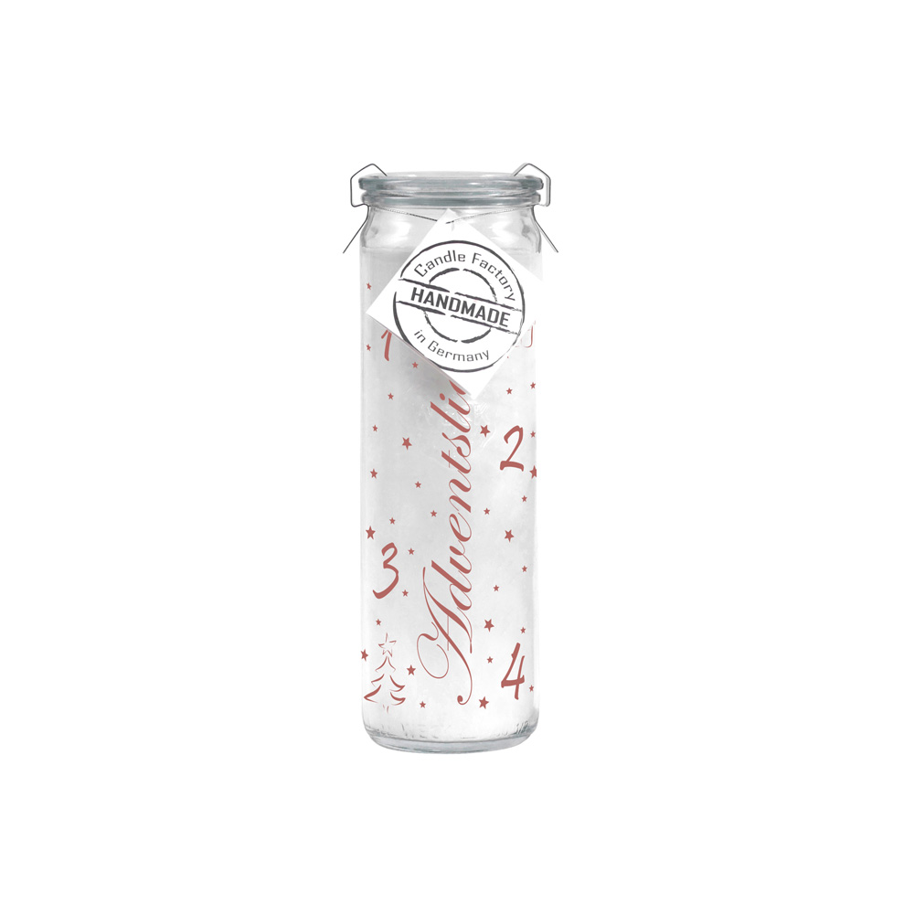 Candle Factory Bedruckte Kerze Adventskerze Advent ohne Duft (2 verschiedene Farben)