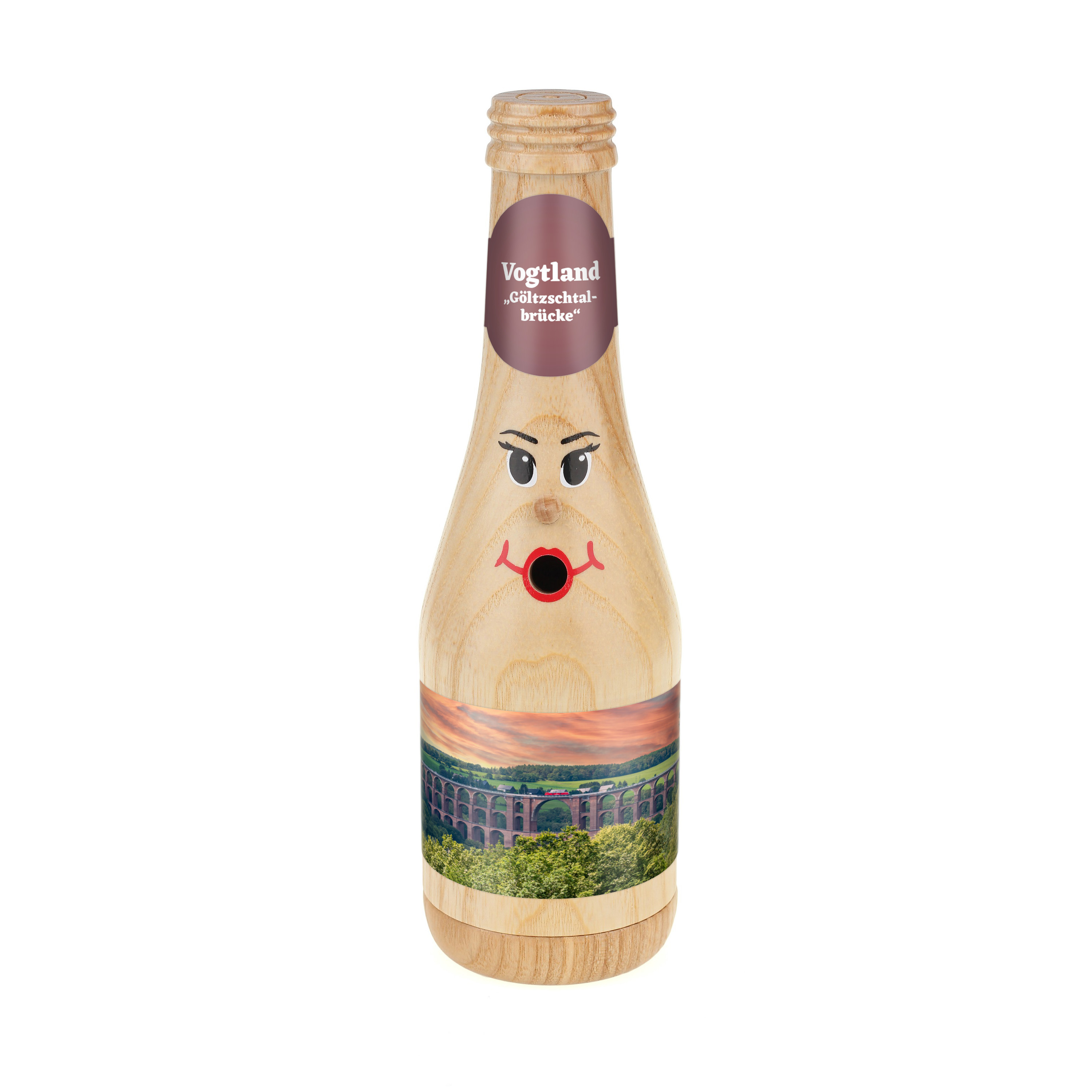 Räucherflasche Räucherfigur Rauchfigur Räuchermännchen Sekt 0,2 natur - "Vogtland Göltzschtalbrücke" 