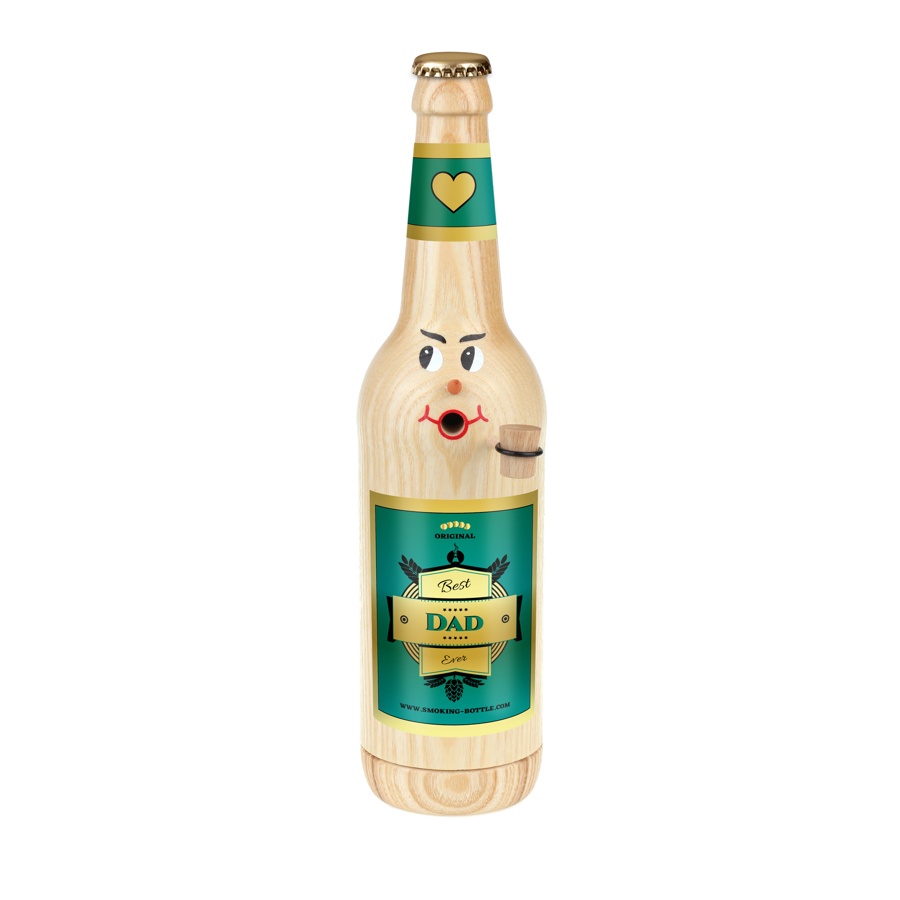 Räucherflasche Räucherfigur Rauchfigur Räuchermännchen Bier Longneck 0,5 natur - "Best Dad ever"