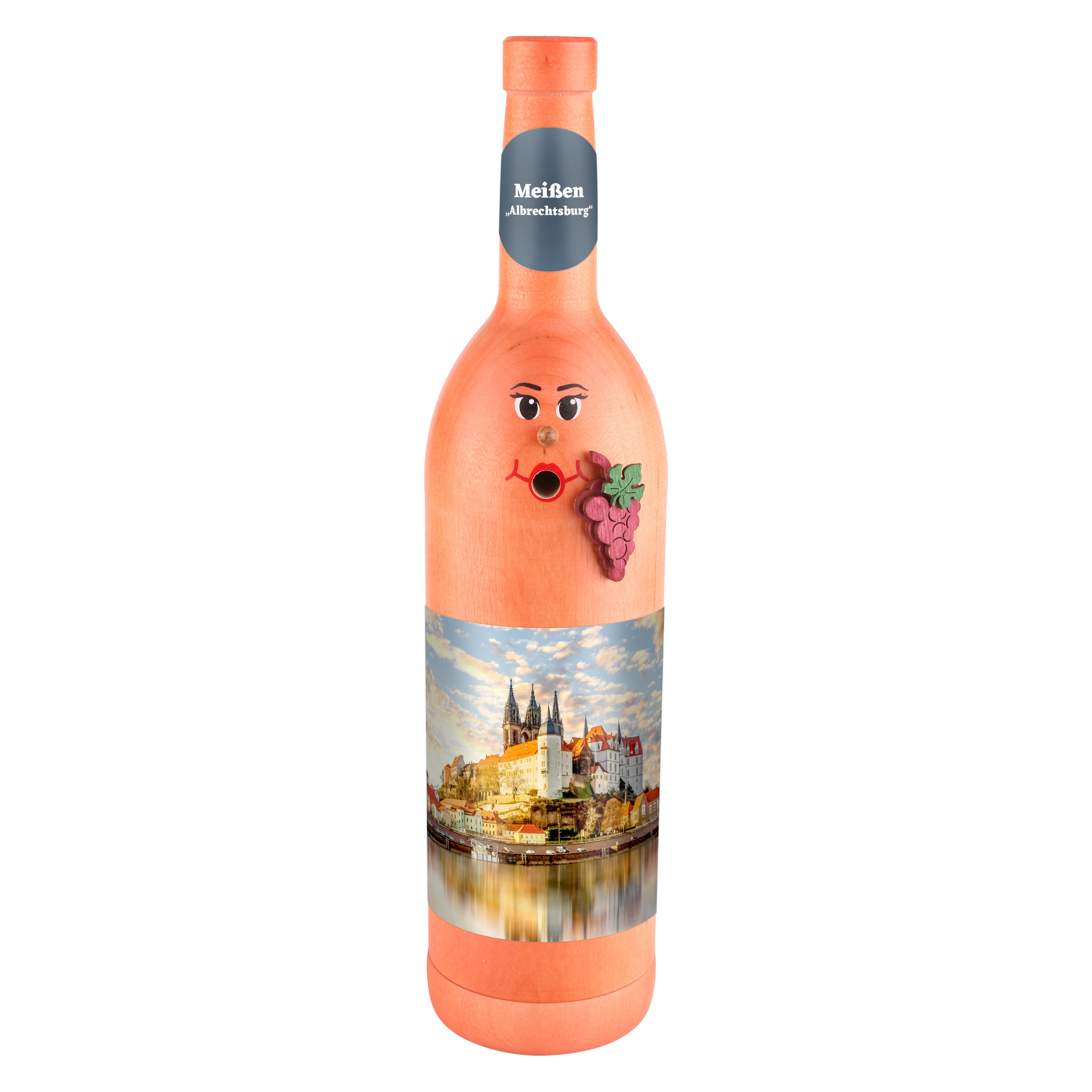 Räucherflasche Räucherfigur Rauchfigur Räuchermännchen Wein Wackerbarth 0,7 rose - "Meißen Albrechtsburg" 