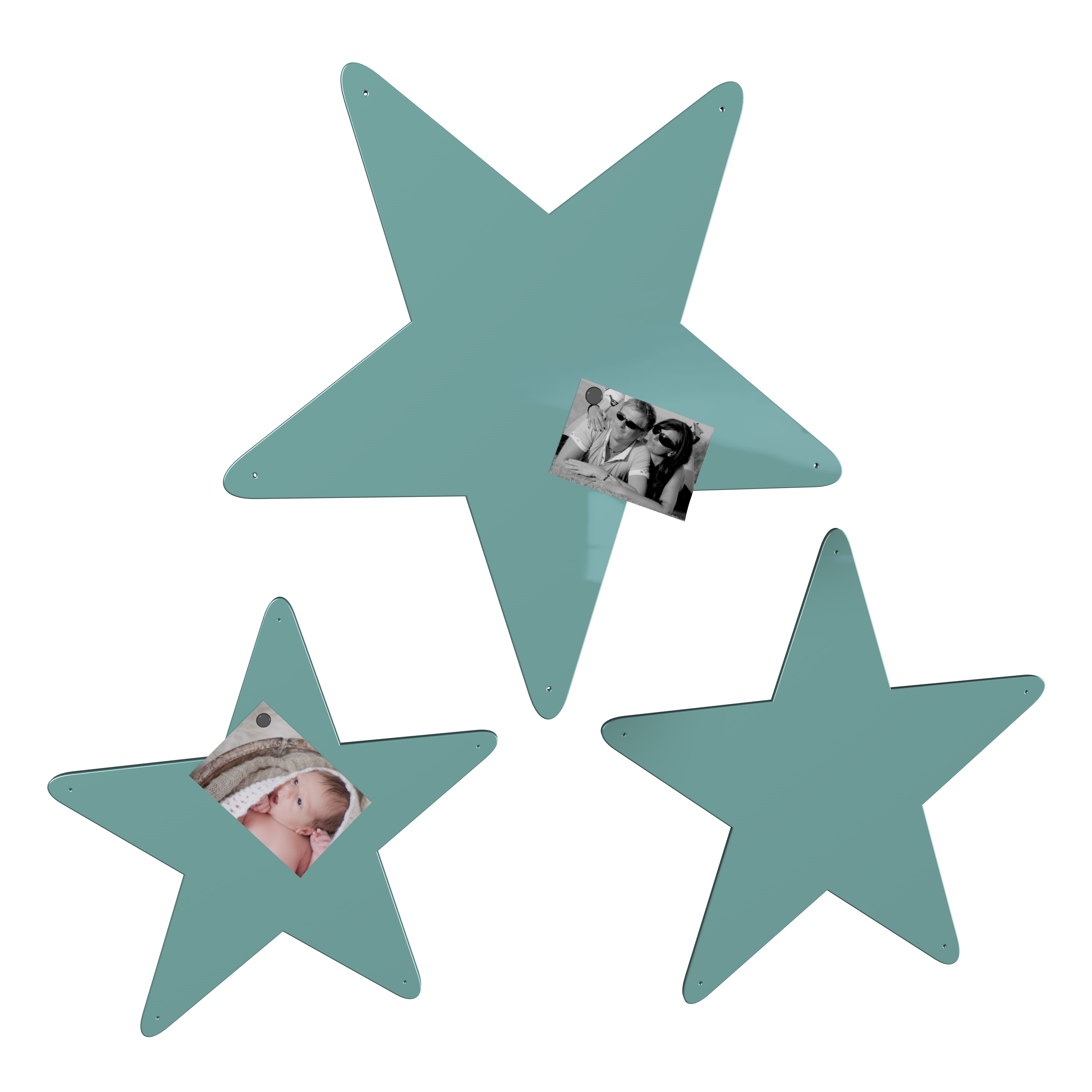 Magnetwand Magnettafel Memoboard - Sterne 3er-Set - RAL 6027 lichtgrün türkis