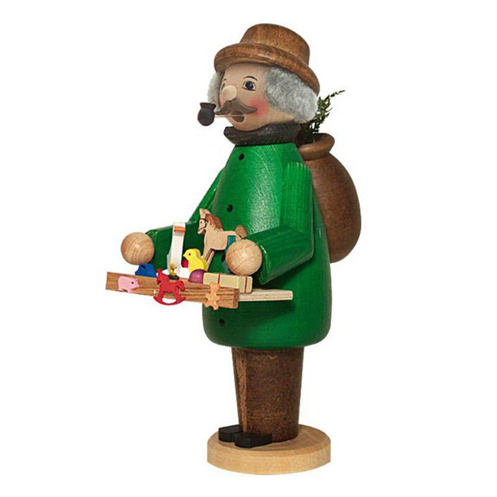 Kuhnert Räucherfigur Räuchermännchen - Die kleinen im Wald und Flur Händler unterwegs - Spielzeughändler grün