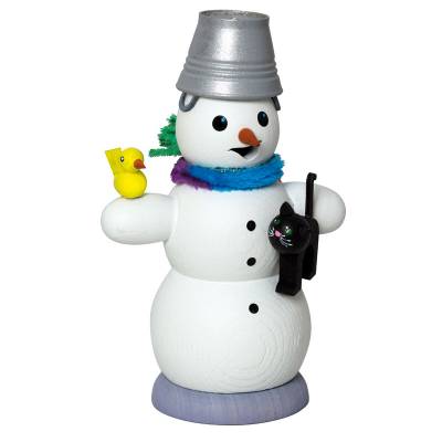 Kuhnert Rauchfigur Schneemann - Räucherfigur Räuchermännchen - mit Katze