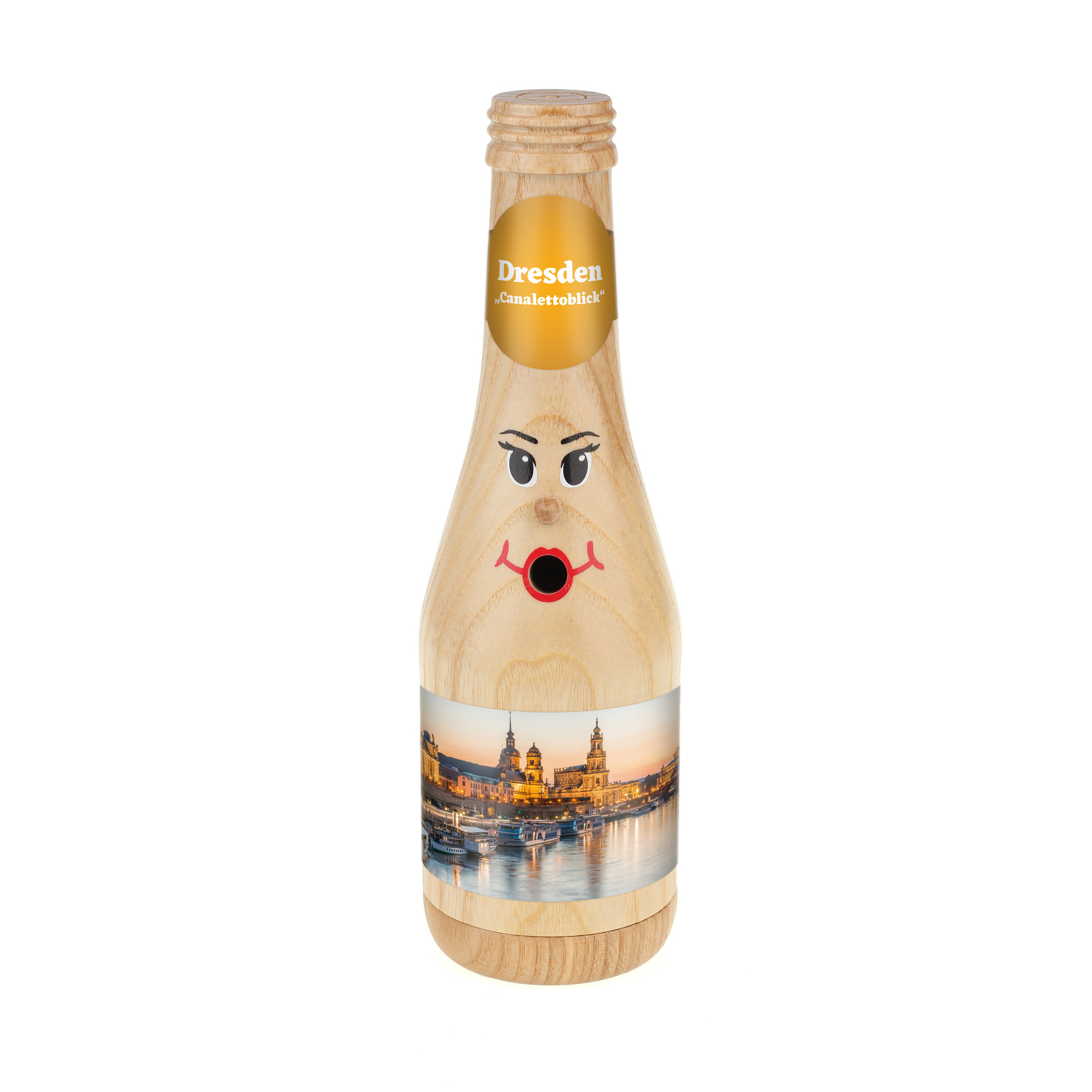 Räucherflasche Räucherfigur Rauchfigur Räuchermännchen Sekt 0,2 natur - "Dresden Canalettoblick"