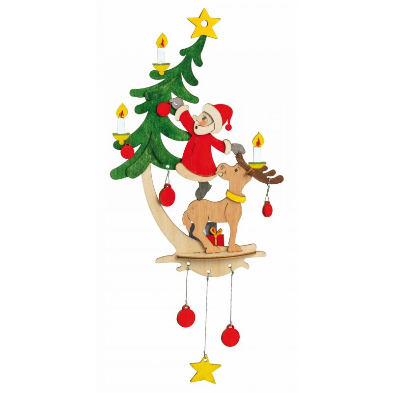 Bastelset aus Holz für Kinder "Fensterbild Weihnachtsmann mit Elch" Weihnachten
