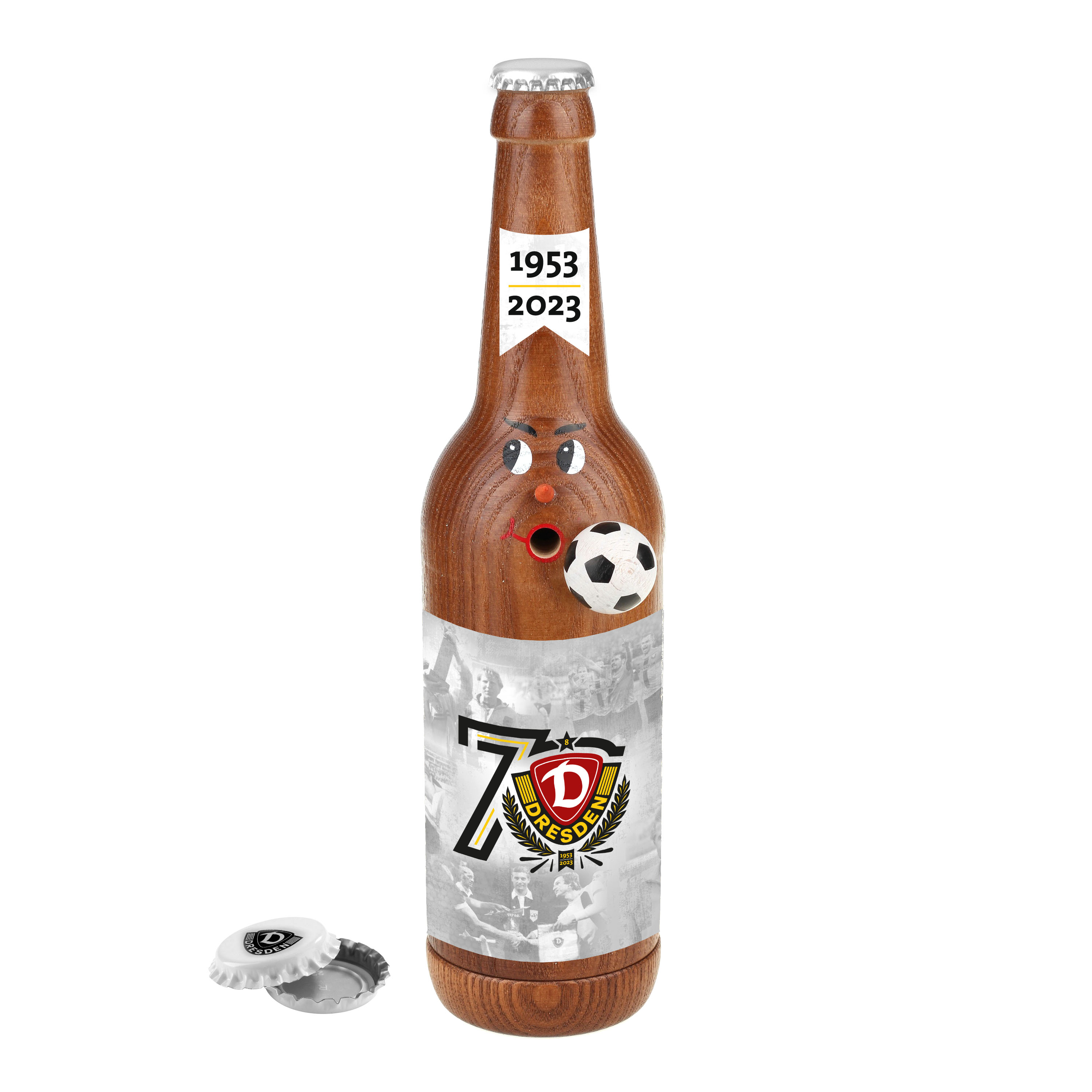 Räucherflasche Räucherfigur Rauchfigur Räuchermännchen Bier 0,5 "70 Jahre Dynamo Dresden"