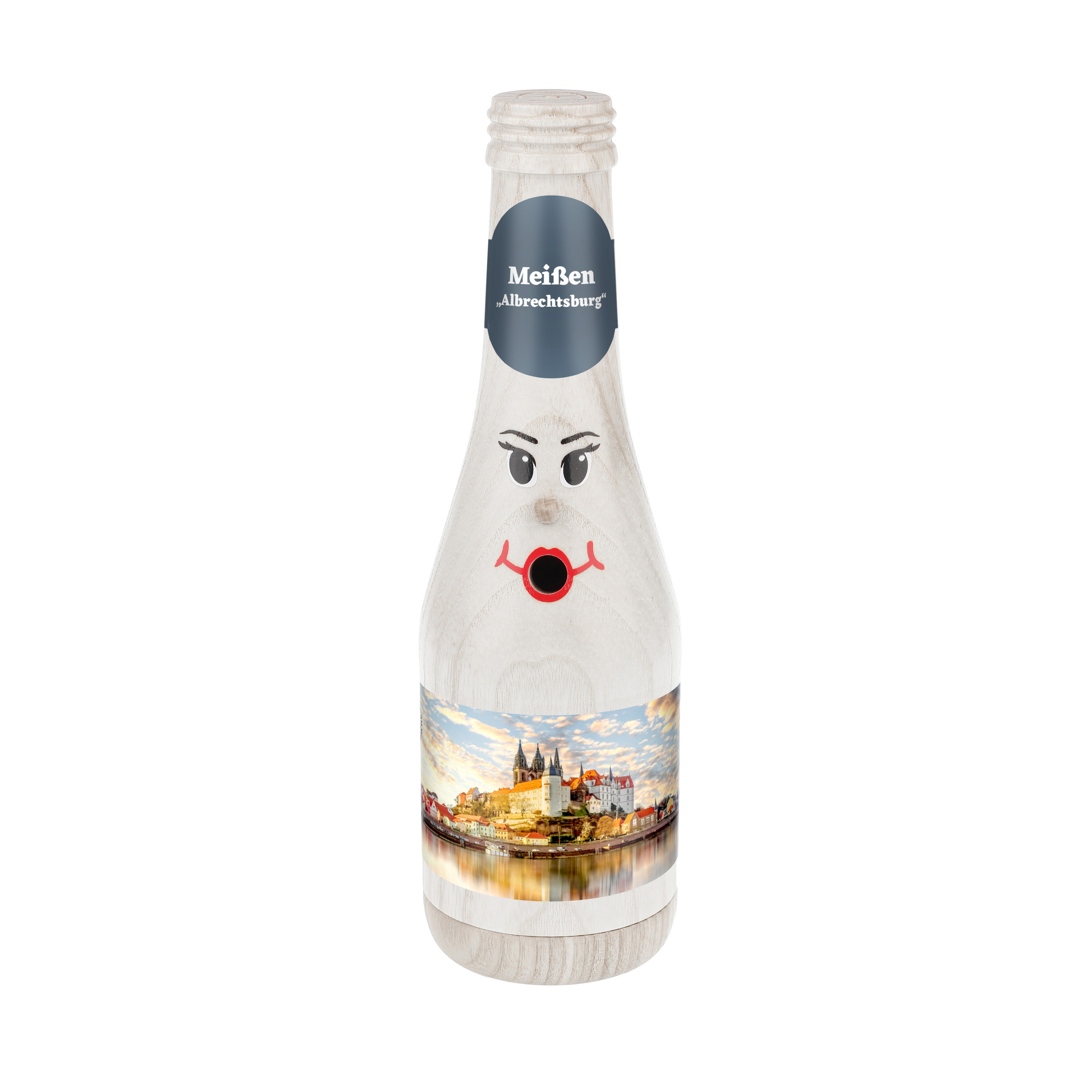 Räucherflasche Räucherfigur Rauchfigur Räuchermännchen Sekt 0,2 weiß - "Meißen Albrechtsburg" 
