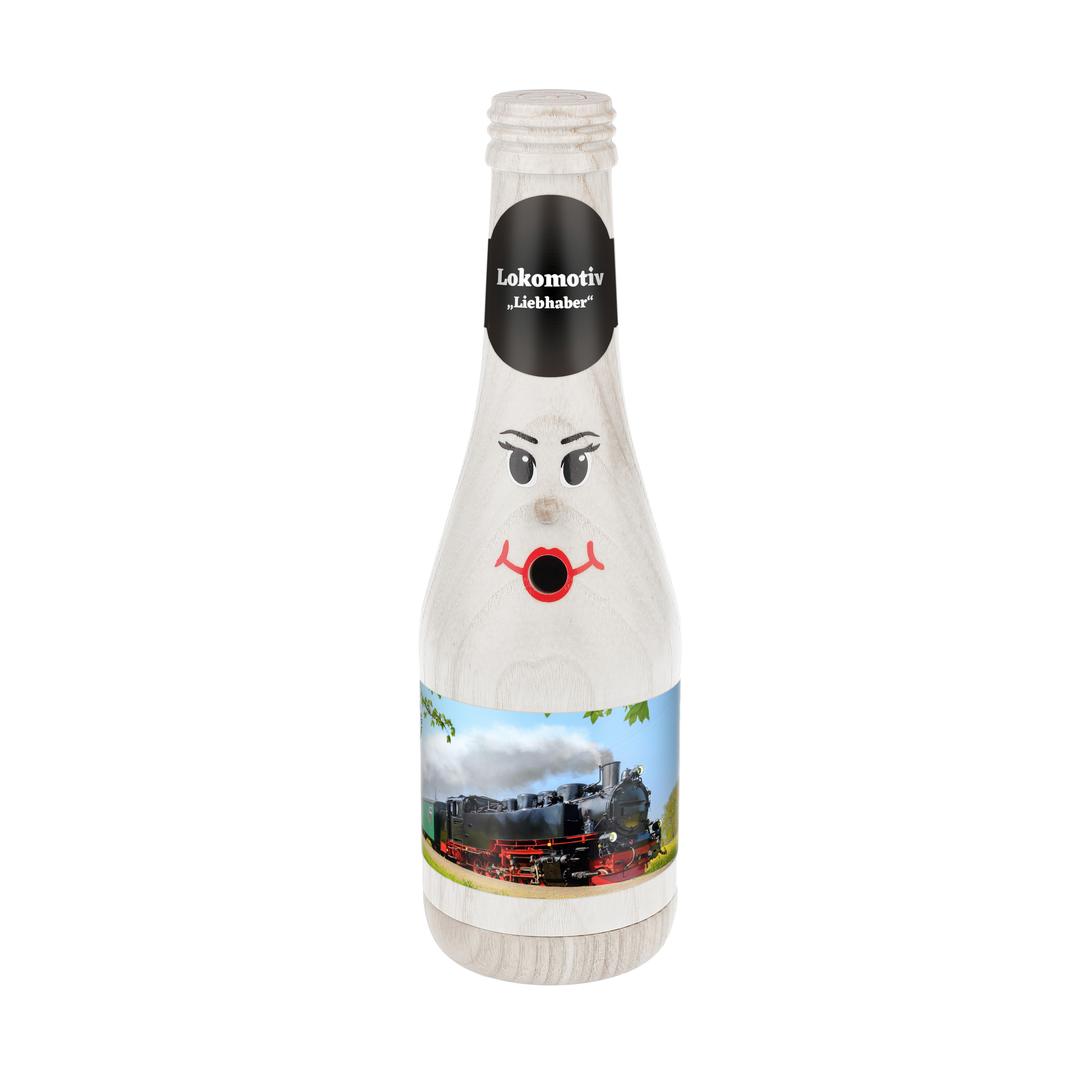 Räucherflasche Räucherfigur Rauchfigur Räuchermännchen Sekt 0,2 weiß - "Lokomotive Liebhaber" 