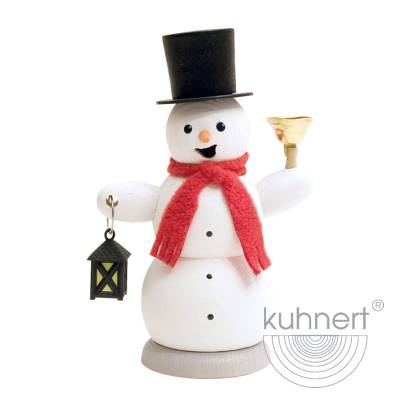 Kuhnert Rauchfigur Schneemann - Räucherfigur Räuchermännchen - mit Laterne und Glocke
