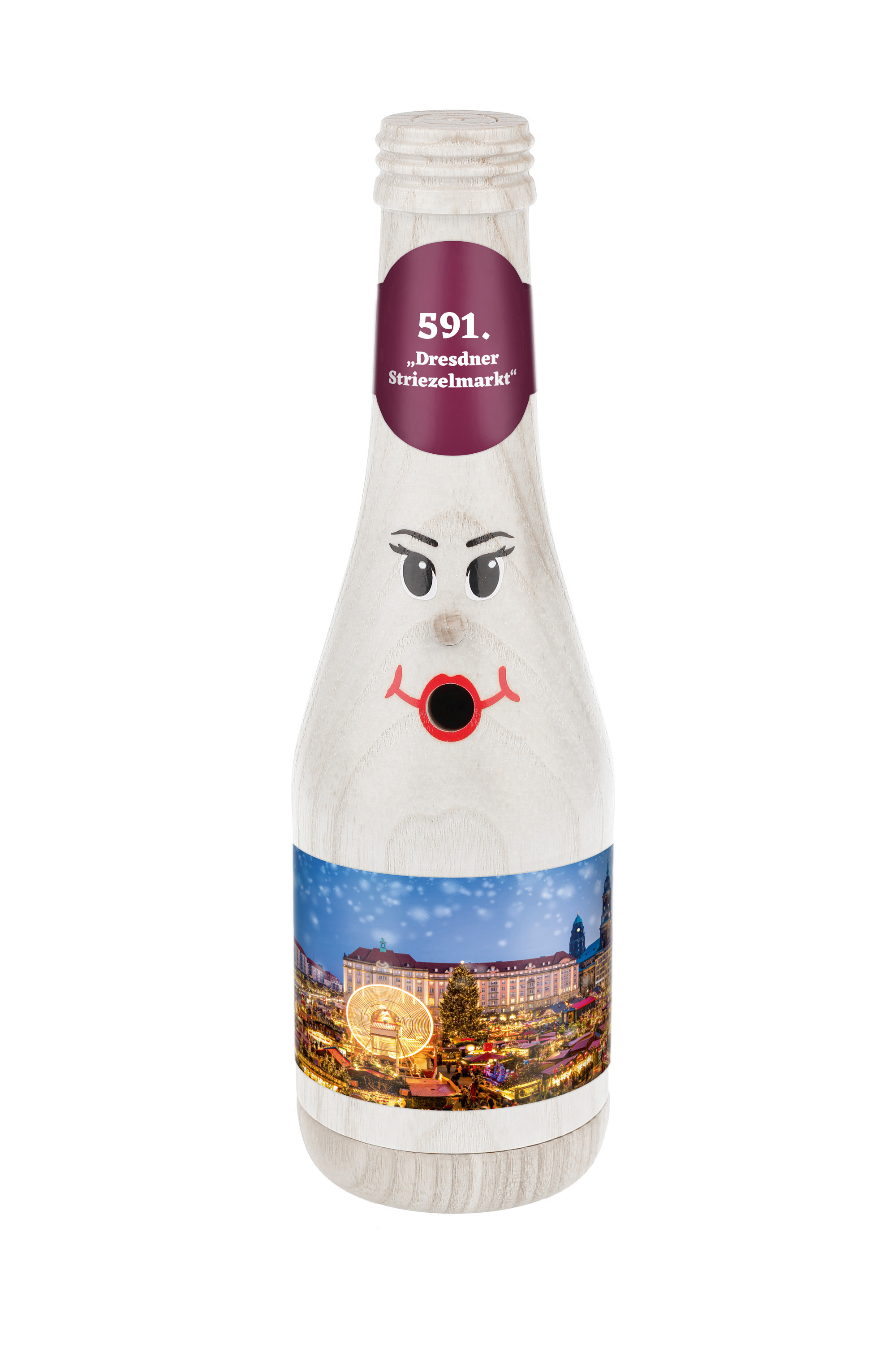 Räucherflasche Räucherfigur Rauchfigur Räuchermännchen Sekt 0,2 weiß - "591. Dresdner Striezelmarkt"