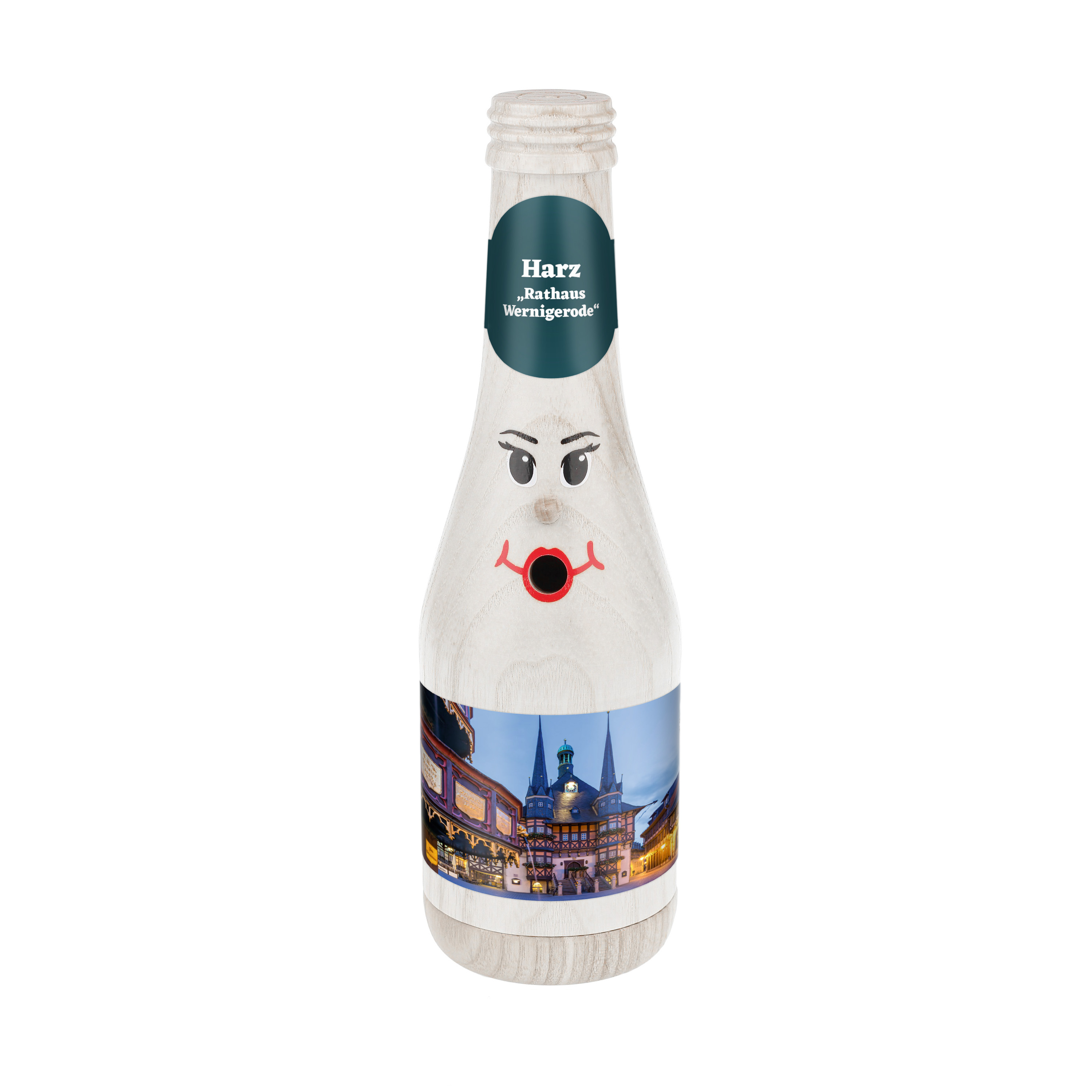 Räucherflasche Räucherfigur Rauchfigur Räuchermännchen Sekt 0,2 weiß - "Harz Rathaus Wernigerode" 