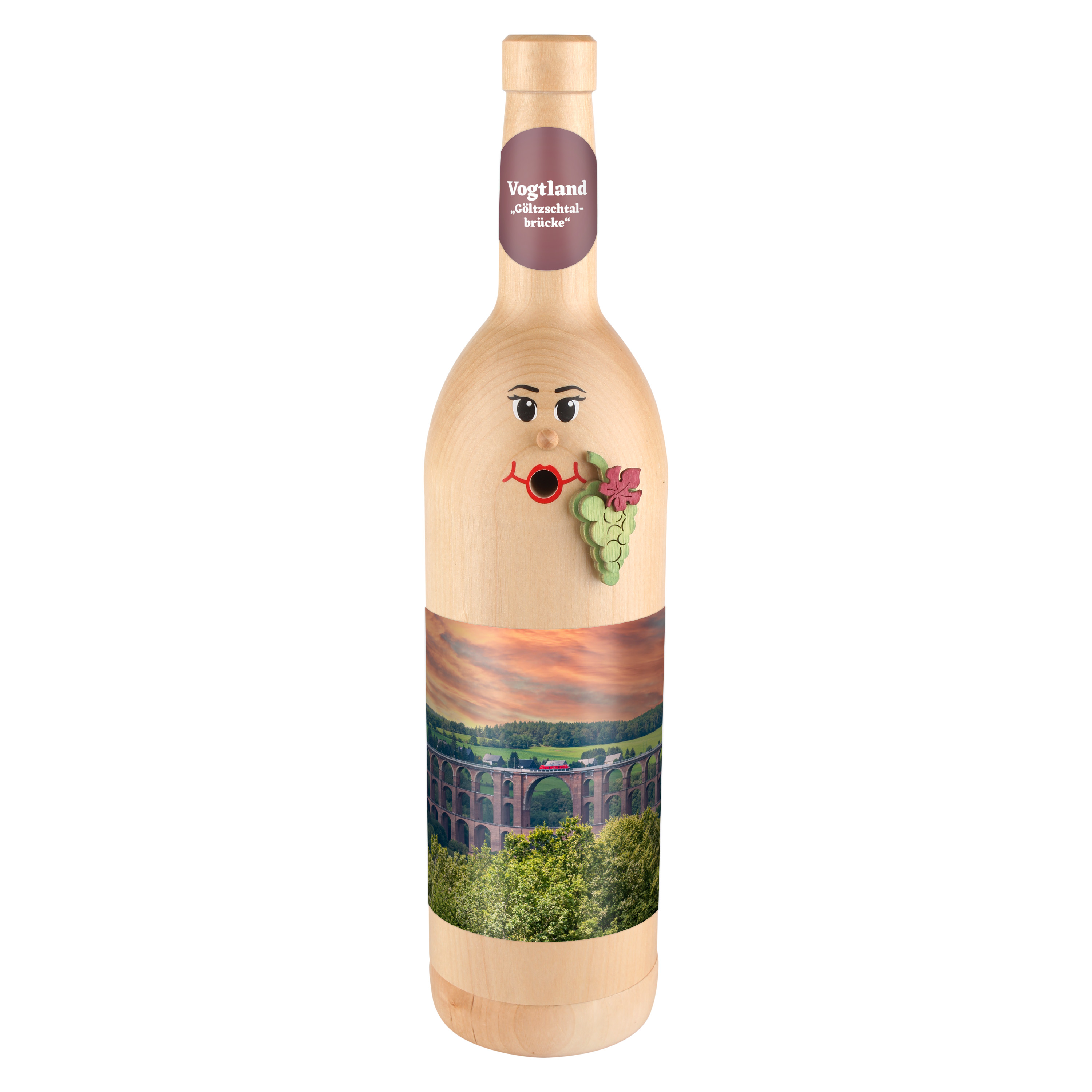 Räucherflasche Räucherfigur Rauchfigur Räuchermännchen Wein Wackerbarth 0,7 natur - "Vogtland Göltzschtalbrücke" 