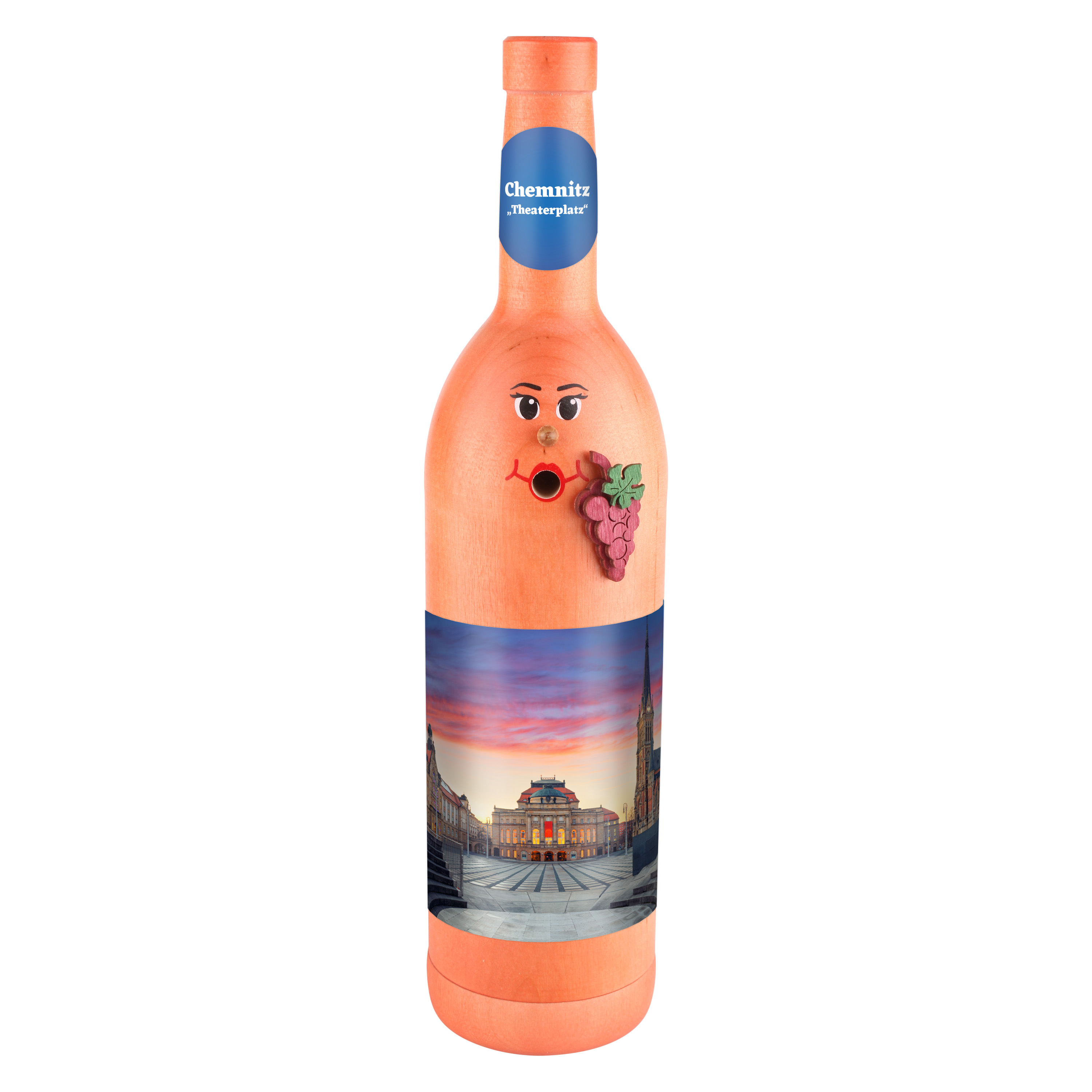 Räucherflasche Räucherfigur Rauchfigur Räuchermännchen Wein Wackerbarth 0,7 rose - "Chemnitz Theaterplatz" 
