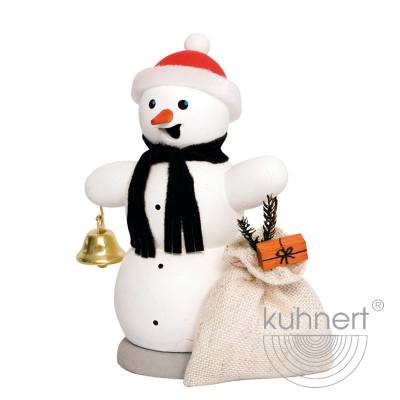 Kuhnert Rauchfigur Schneemann - Räucherfigur Räuchermännchen - mit Geschenkesack
