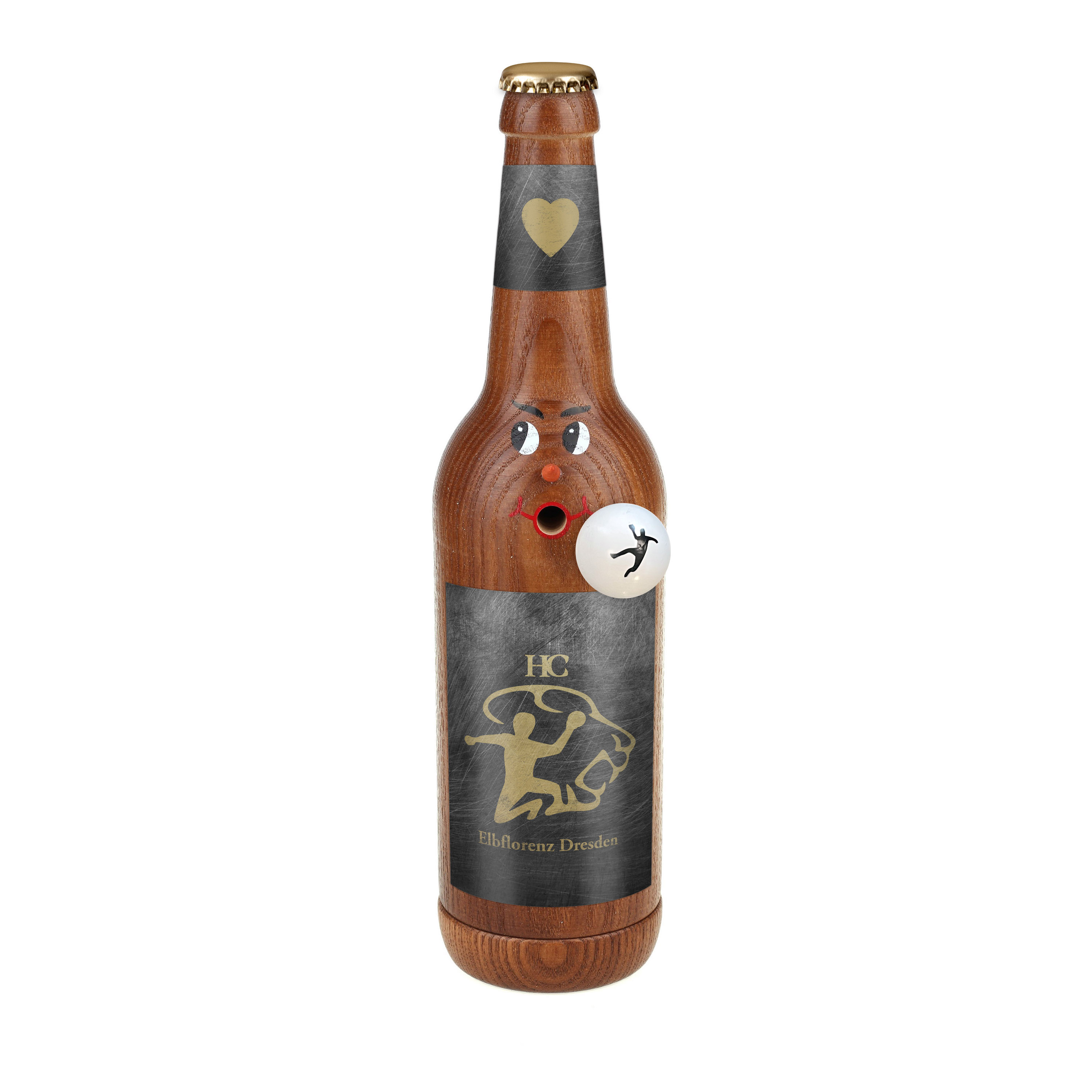 HC Elbflorenz - Räucherflasche Räucherfigur Rauchfigur Räuchermännchen Bier Longneck 0,5 braun