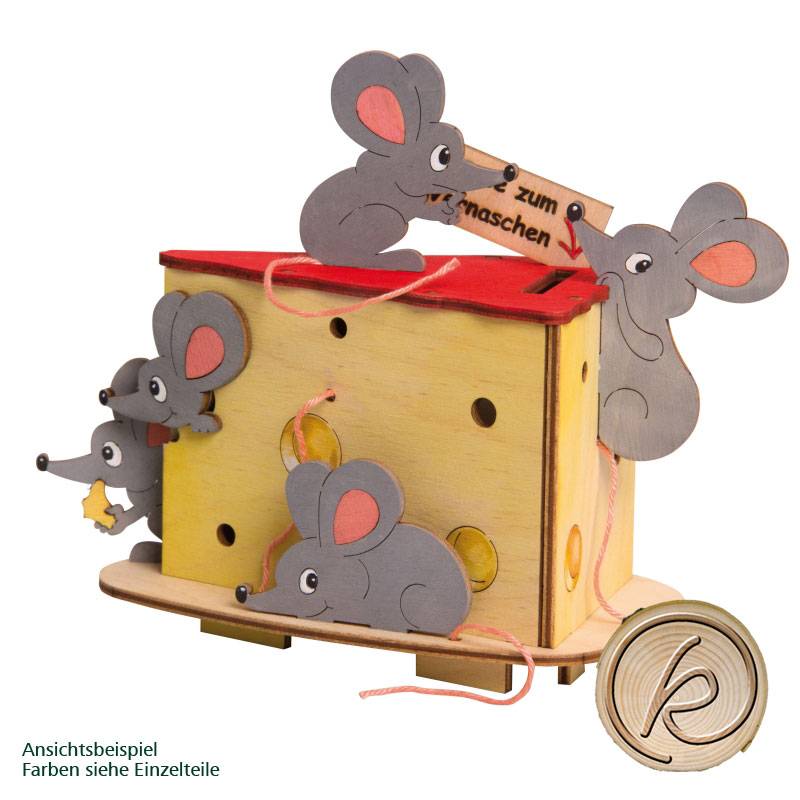Kuhnert Bastelset aus Holz für Kinder " Spardose Mäuse" 